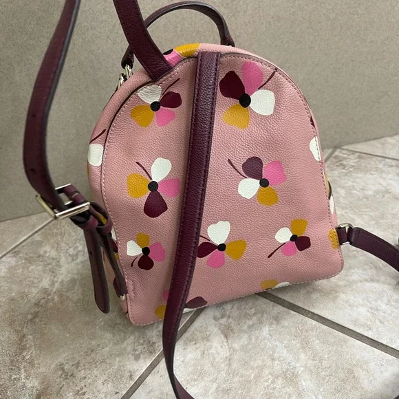 Kate Spade NY Jackson Pink Floral Leather small Backpack  display picture 3